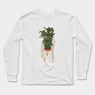 Calathea plant on a chair Long Sleeve T-Shirt